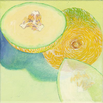 Honigmelonen, ein Stück durchsichtig, 2006